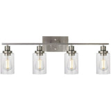 Industrial Clear Glass Black Cylinder Vanity Light Image - 16