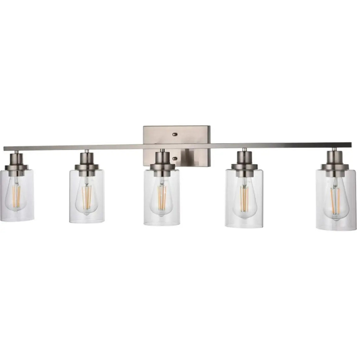 Industrial Clear Glass Black Cylinder Vanity Light Image - 17