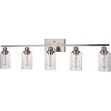 Industrial Clear Glass Black Cylinder Vanity Light Image - 17