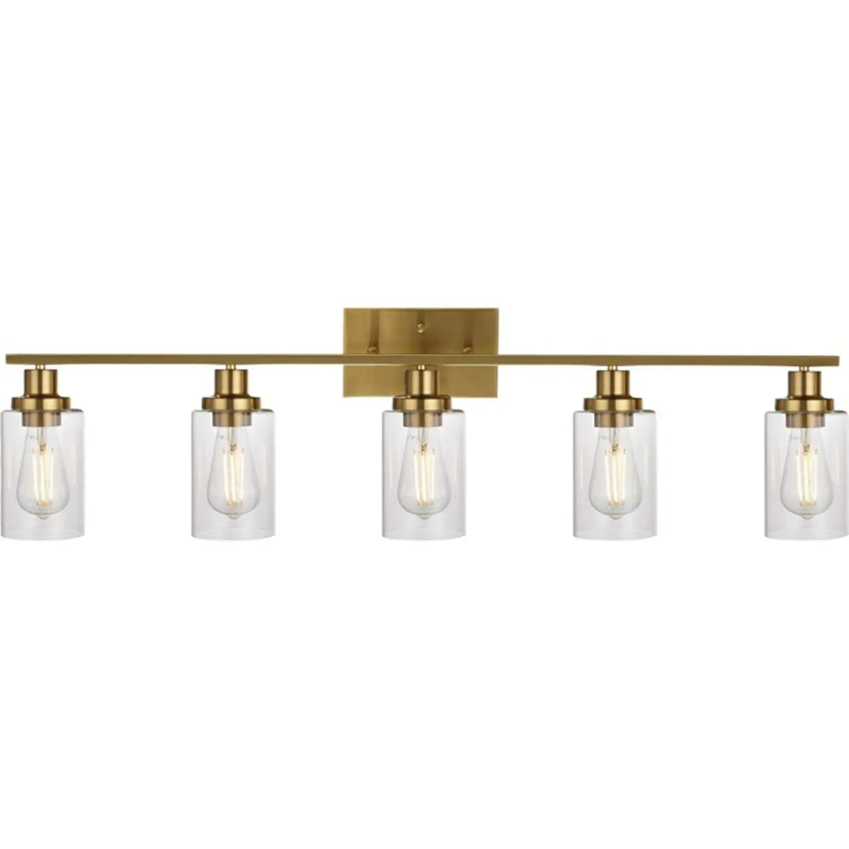 Industrial Clear Glass Black Cylinder Vanity Light Image - 19