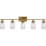 Industrial Clear Glass Black Cylinder Vanity Light Image - 19