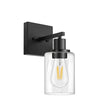 Industrial Clear Glass Black Cylinder Vanity Light Image - 7