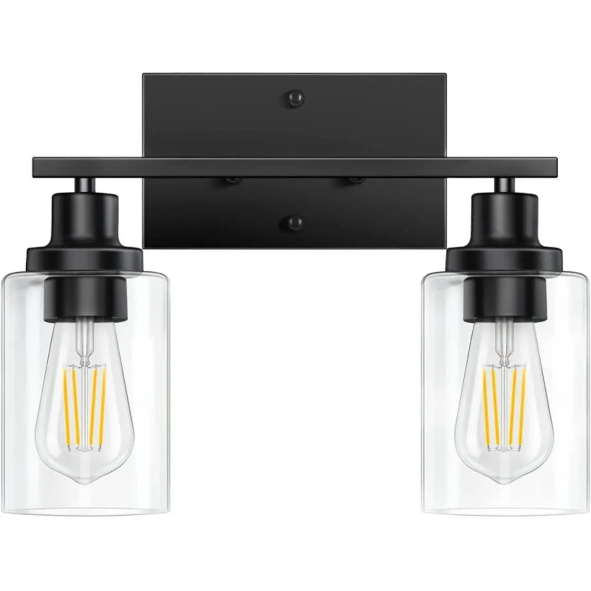 Industrial Clear Glass Black Cylinder Vanity Light Image - 8