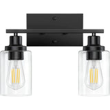 Industrial Clear Glass Black Cylinder Vanity Light Image - 8