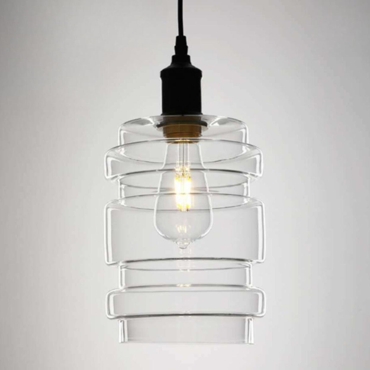 Industrial Clear Glass Pendant Light Flexible Length Image - 5