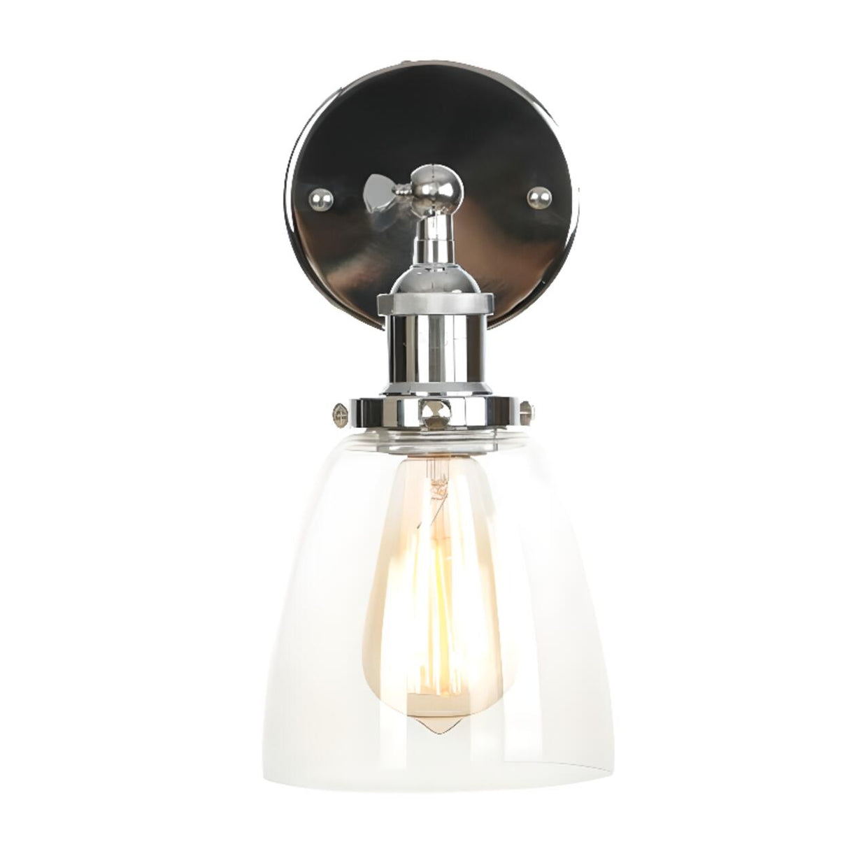 Industrial Clear Glass Shade Chrome Cone Wall Sconce Image - 10