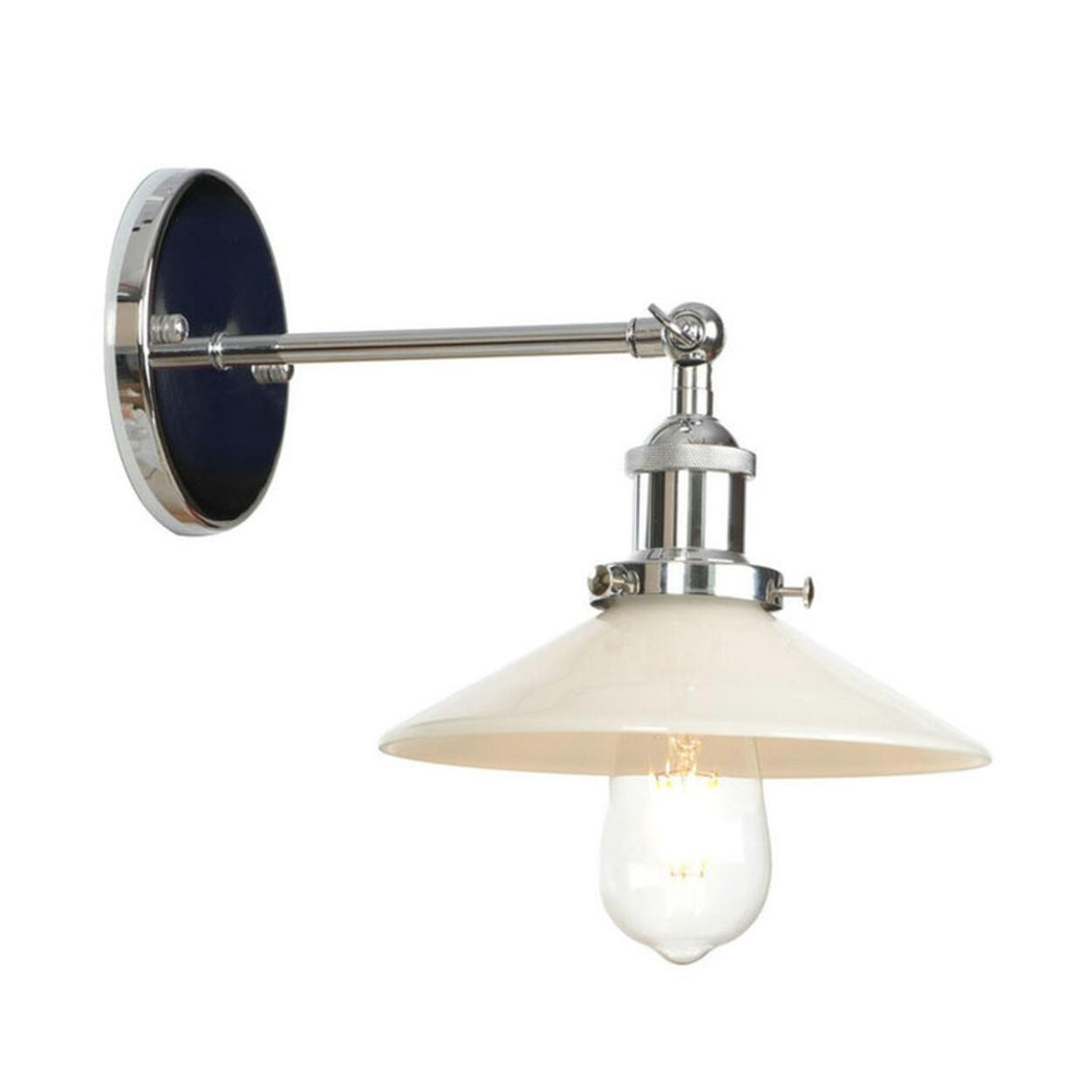 Industrial Clear Glass Shade Chrome Cone Wall Sconce Image - 15