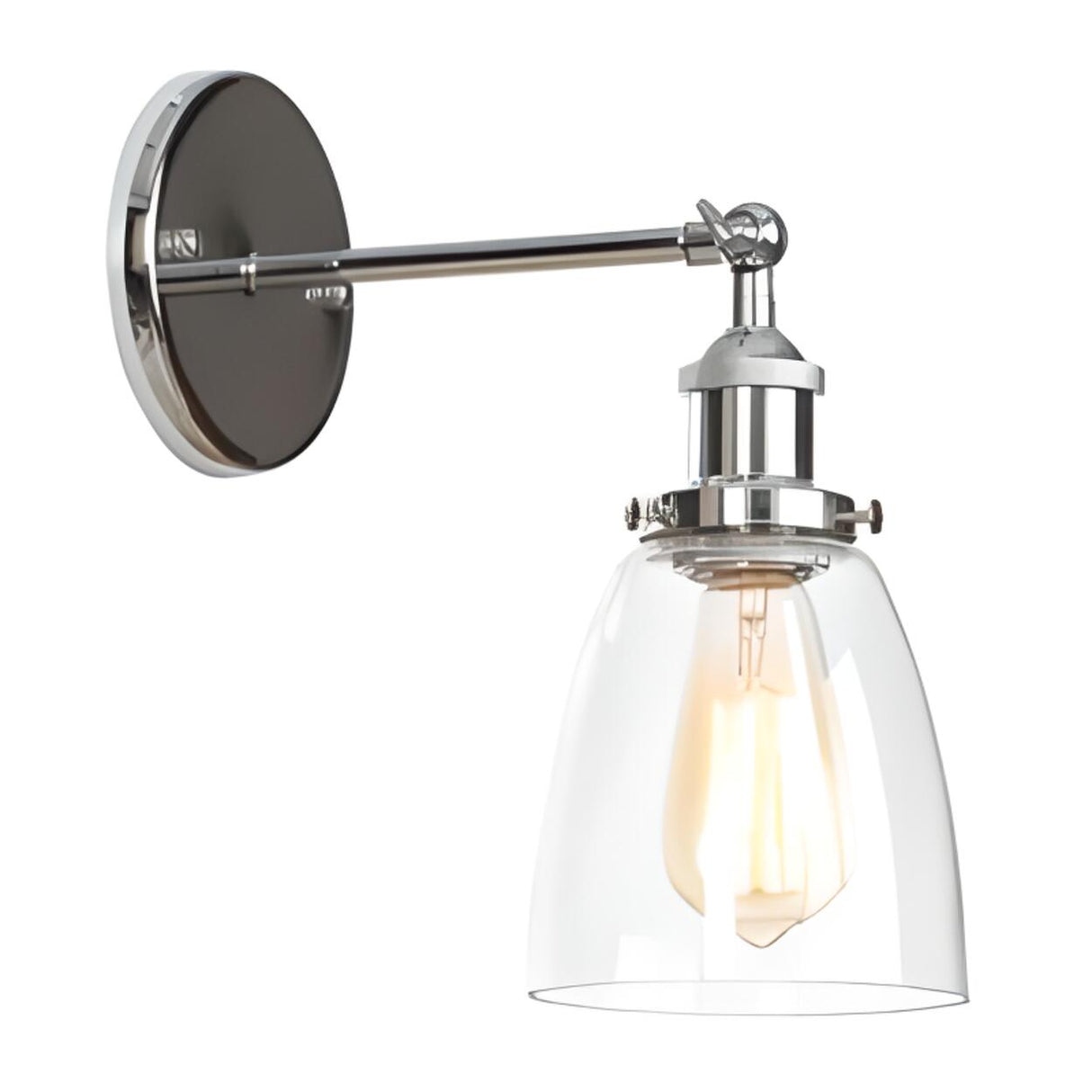 Industrial Clear Glass Shade Chrome Cone Wall Sconce Image - 16