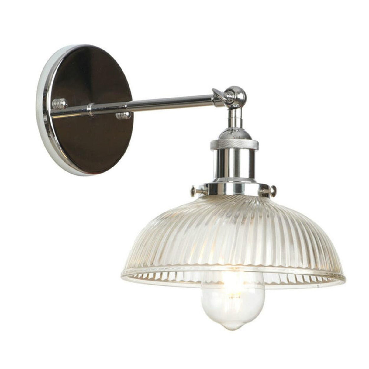 Industrial Clear Glass Shade Chrome Cone Wall Sconce Image - 17