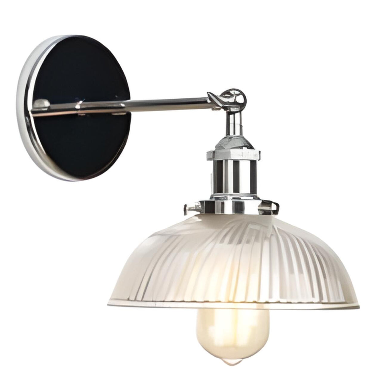 Industrial Clear Glass Shade Chrome Cone Wall Sconce Image - 18