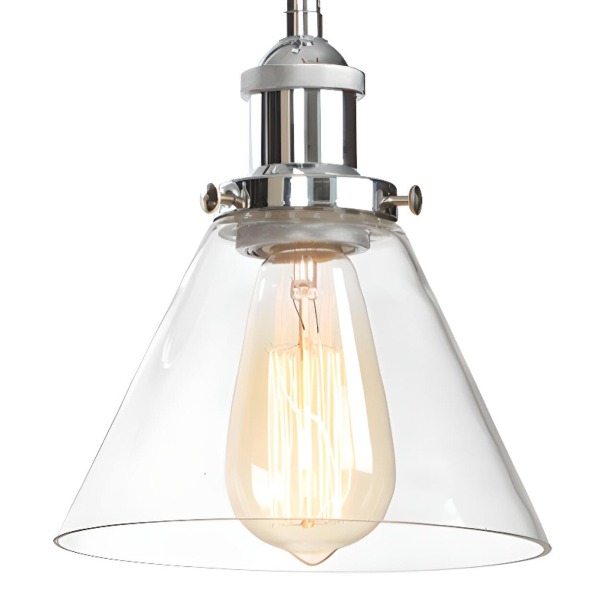 Industrial Clear Glass Shade Chrome Cone Wall Sconce Image - 19