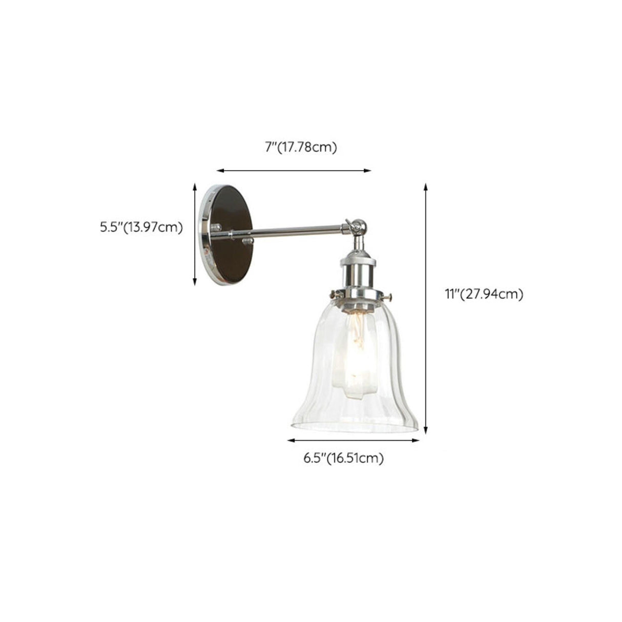 Industrial Clear Glass Shade Chrome Cone Wall Sconce Image - 27