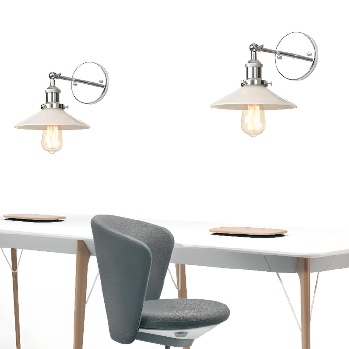 Industrial Clear Glass Shade Chrome Cone Wall Sconce Image - 3