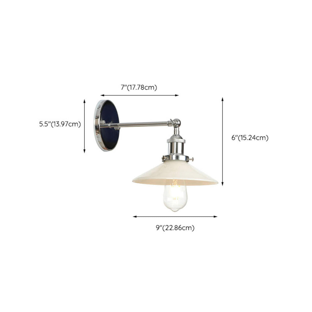 Industrial Clear Glass Shade Chrome Cone Wall Sconce Image - 30