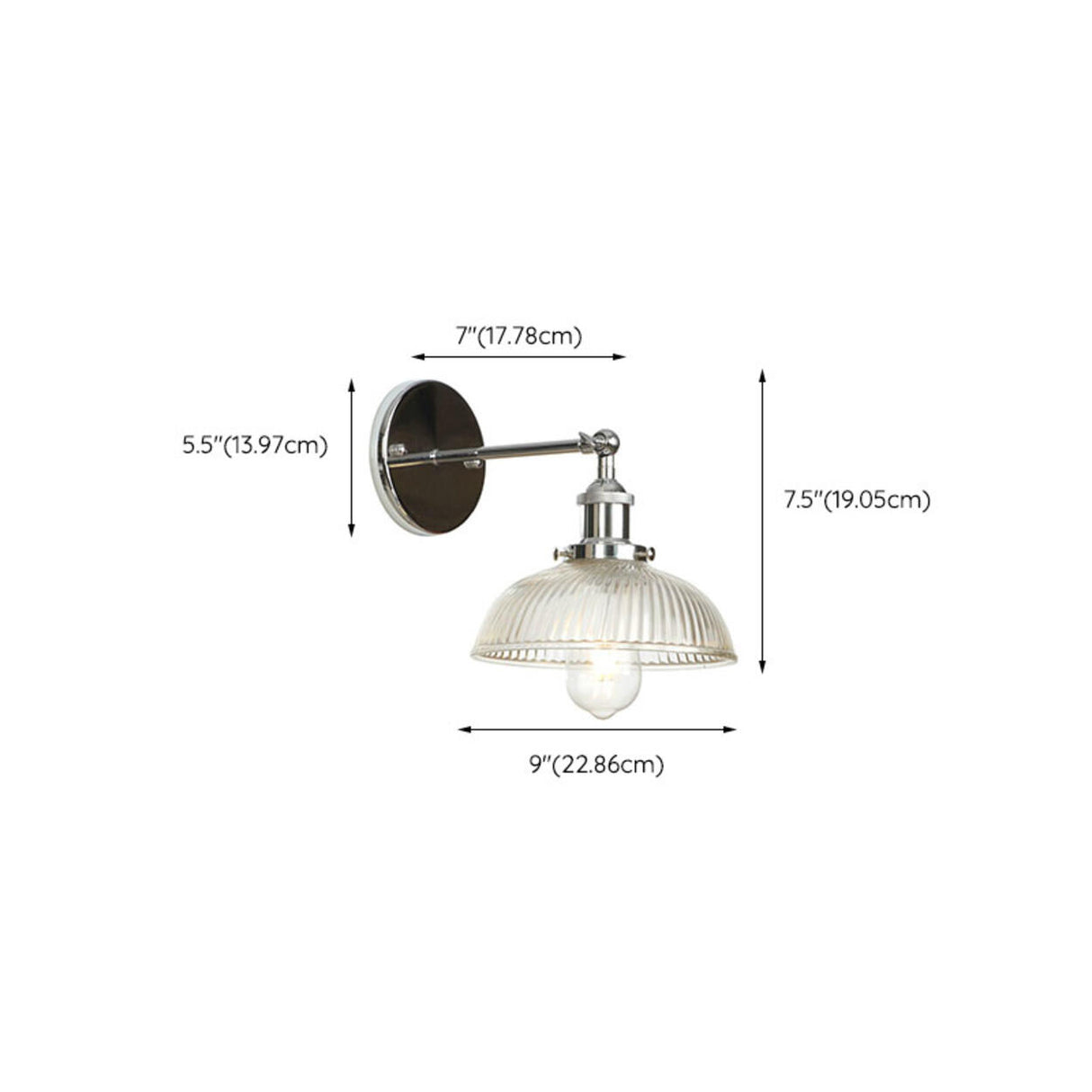Industrial Clear Glass Shade Chrome Cone Wall Sconce Image - 31