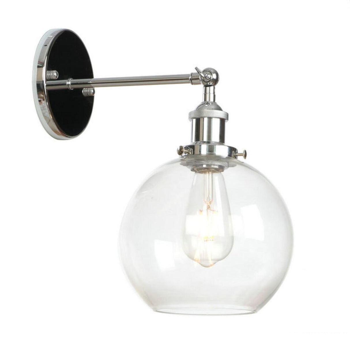 Industrial Clear Glass Shade Chrome Cone Wall Sconce Image - 4