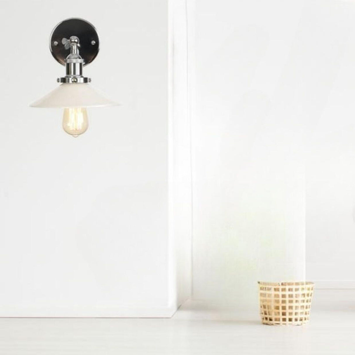 Industrial Clear Glass Shade Chrome Cone Wall Sconce Image - 5