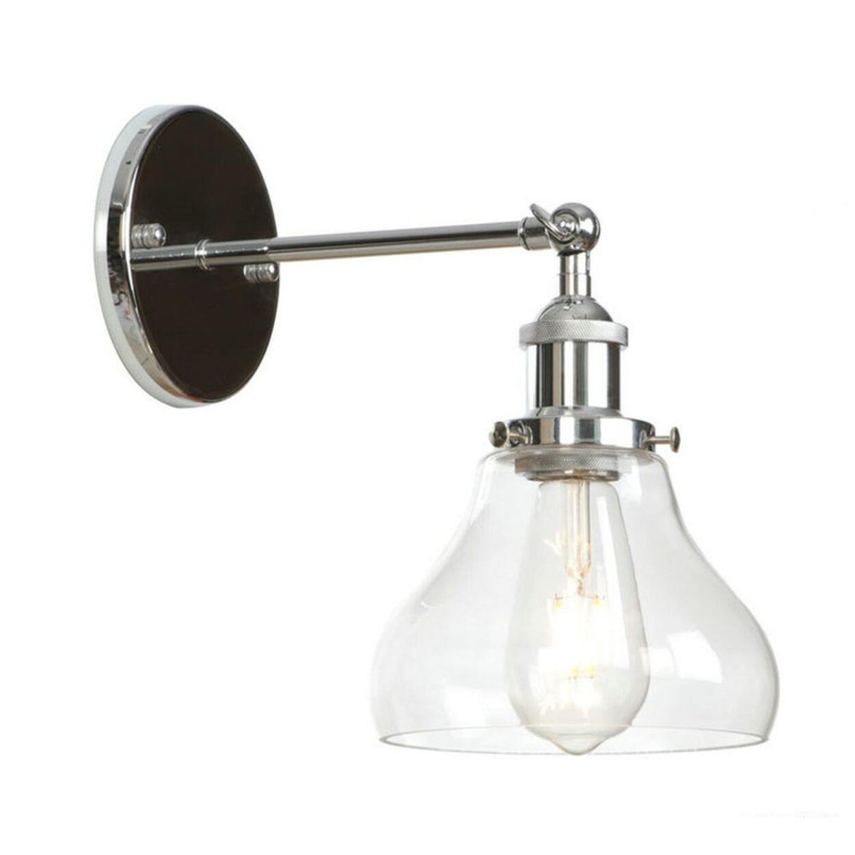 Industrial Clear Glass Shade Chrome Cone Wall Sconce Image - 8