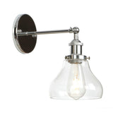 Industrial Clear Glass Shade Chrome Cone Wall Sconce Image - 8
