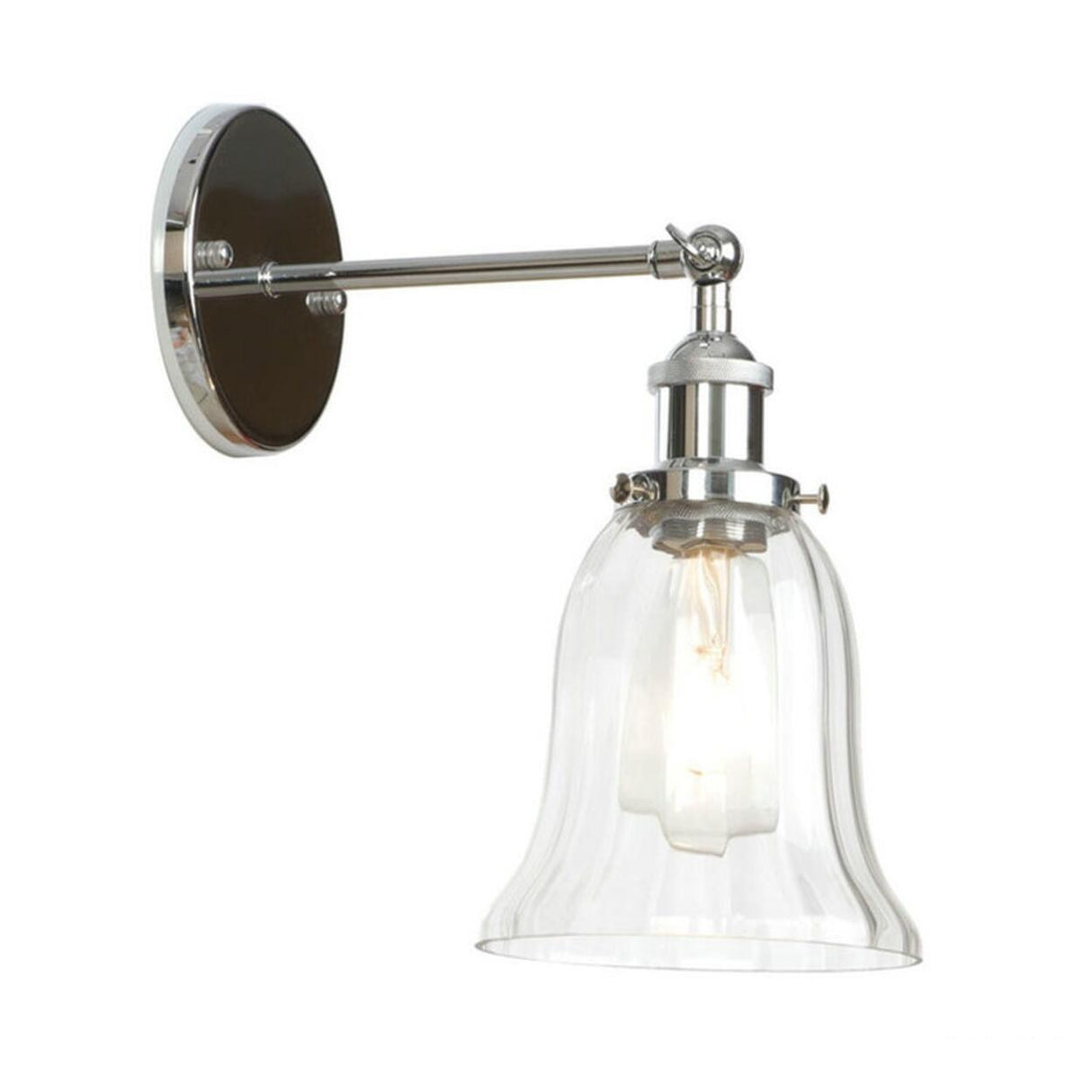 Industrial Clear Glass Shade Chrome Cone Wall Sconce Image - 9