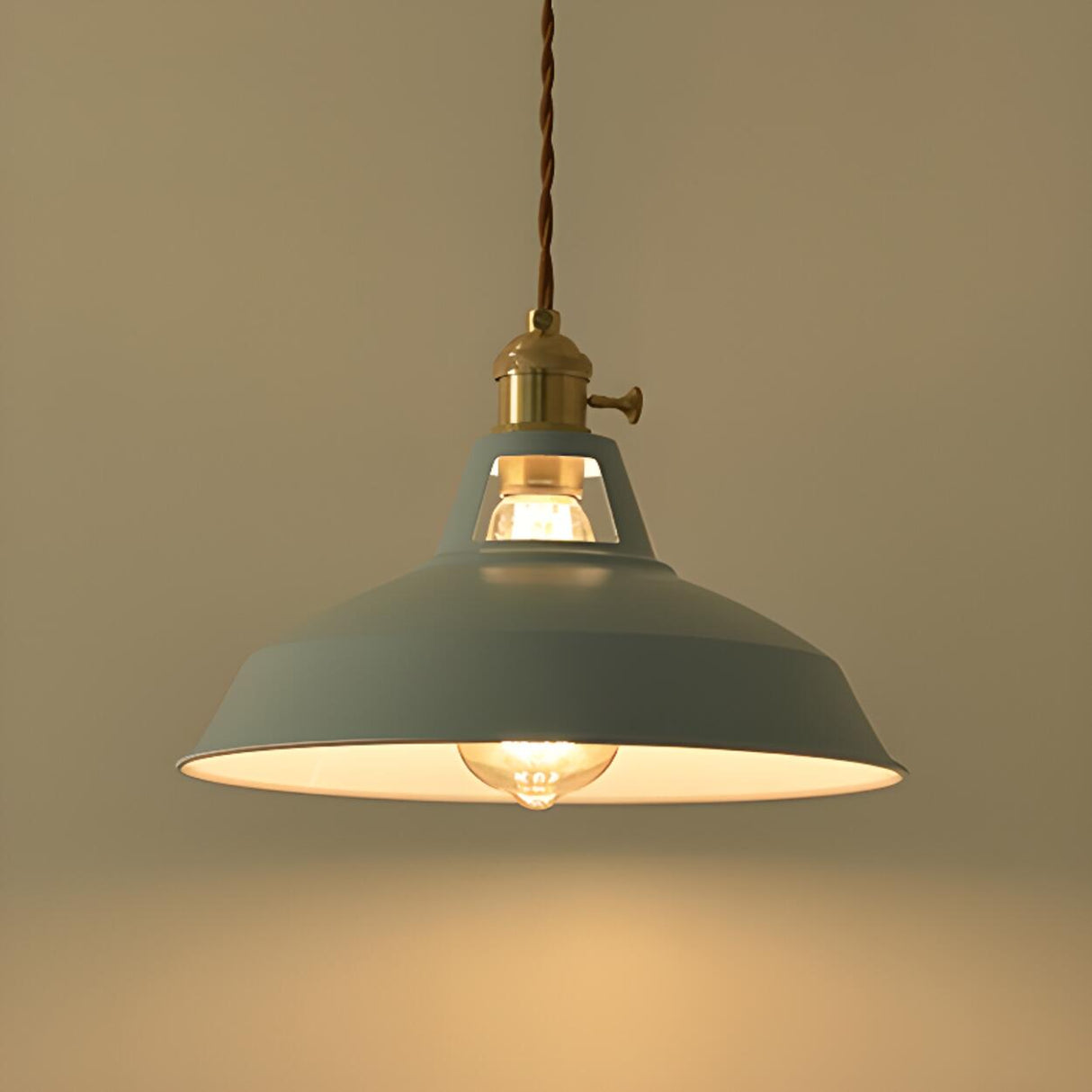 Industrial Colorful Round Iron Dome Pendant Light Image - 23