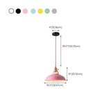 Industrial Colorful Round Iron Dome Pendant Light #size