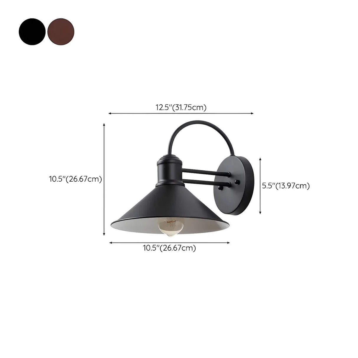 Industrial Cone Metal Outdoor Black Mini Wall Light 