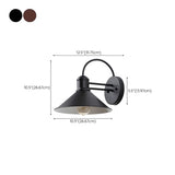 Industrial Cone Metal Outdoor Black Mini Wall Light #size