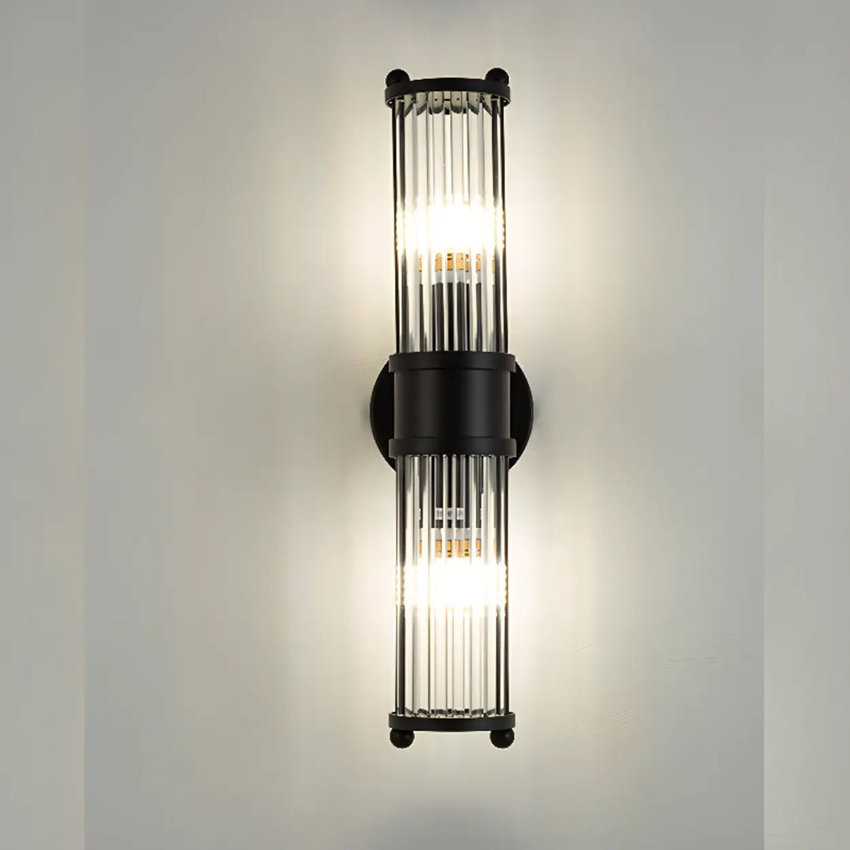 Industrial Cylindrical Crystal Glass Wall Sconce Image - 10