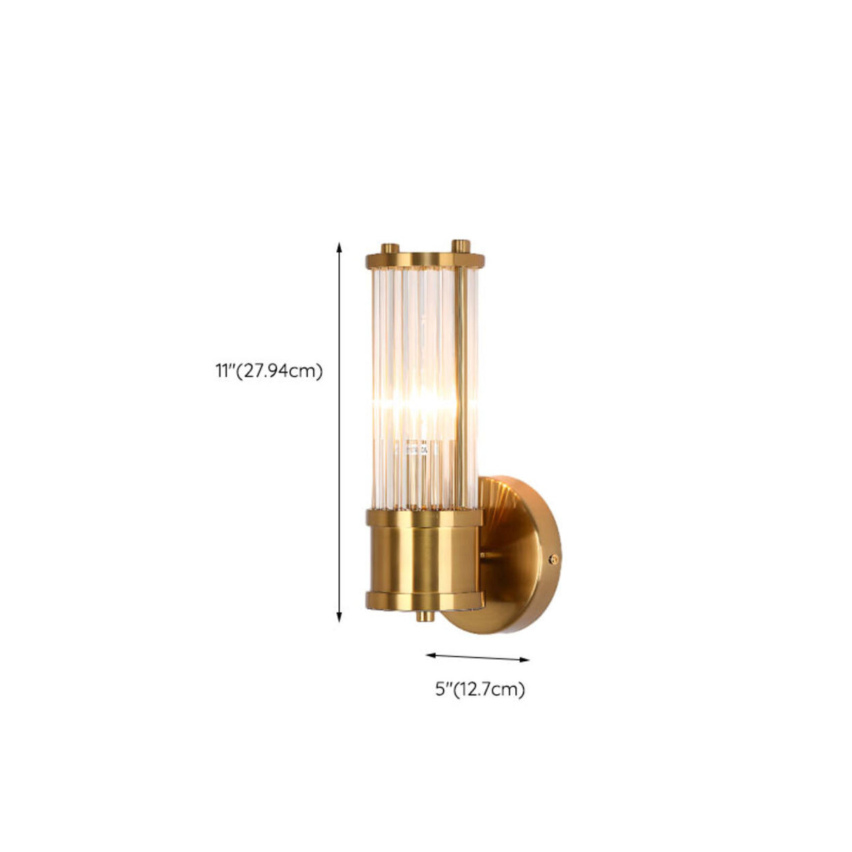 Industrial Cylindrical Crystal Glass Wall Sconce 