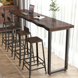 Household partition solid wood bar long table balcony window high table cafe restaurant bar table integrated Image - 1