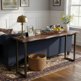 Household partition solid wood bar long table balcony window high table cafe restaurant bar table integrated Image - 3