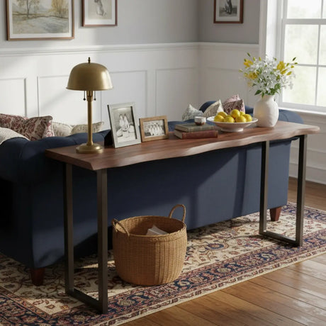 Household partition solid wood bar long table balcony window high table cafe restaurant bar table integrated Image - 3