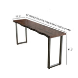 Industrial Dark Brown Solid Wood Live Edge Narrow Bar Table