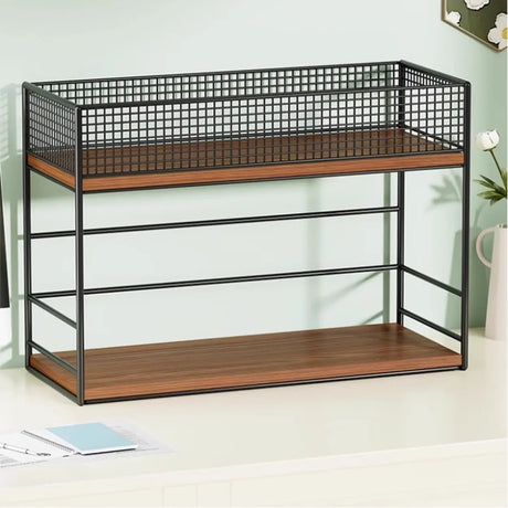 Industrial Desktop Iron Open Metal Storage Bookshelf Image - 1