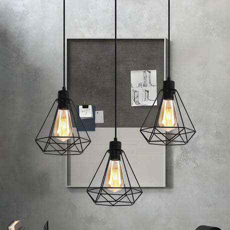 Industrial Diamond Metal Wire Edison Bulbs Pendant Light Image - 2