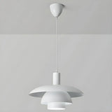 Industrial Dining Room Red Metal Multi-Tier Pendant Light Image - 13