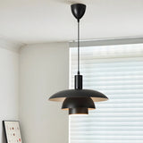 Industrial Dining Room Red Metal Multi-Tier Pendant Light Image - 6