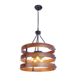 Industrial Dining Room Wooden 3 Layers Ring Chandelier Image - 1