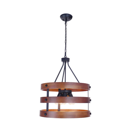 Industrial Dining Room Wooden 3 Layers Ring Chandelier Image - 4