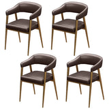 Industrial Faux Leather Arm Chair for Dining Area Image - 14