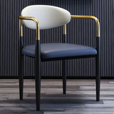 Industrial Faux Leather Open Back Armrest Dining Chair Image - 11