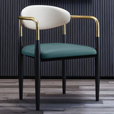 Industrial Faux Leather Open Back Armrest Dining Chair Image - 12