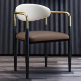 Industrial Faux Leather Open Back Armrest Dining Chair Image - 13