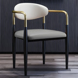 Industrial Faux Leather Open Back Armrest Dining Chair Image - 2