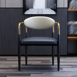 Industrial Faux Leather Open Back Armrest Dining Chair Image - 3