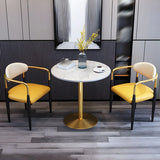 Industrial Faux Leather Open Back Armrest Dining Chair Image - 4