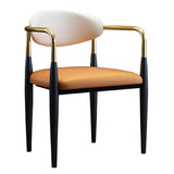 Industrial Faux Leather Open Back Armrest Dining Chair Image - 6