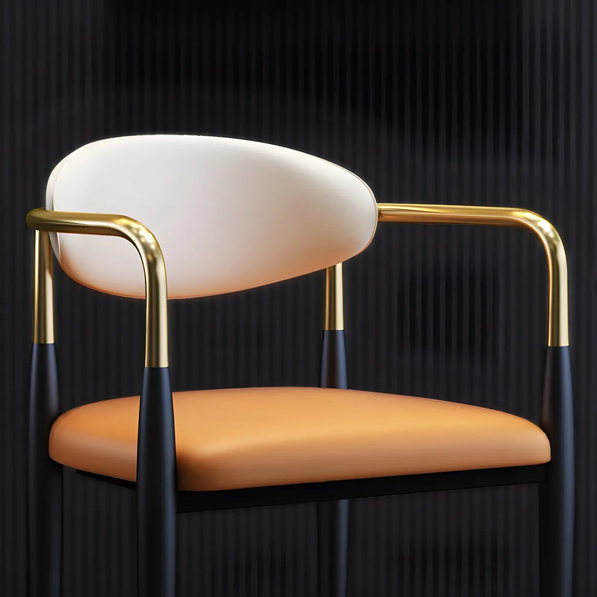 Industrial Faux Leather Open Back Armrest Dining Chair Image - 7