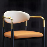 Industrial Faux Leather Open Back Armrest Dining Chair Image - 7
